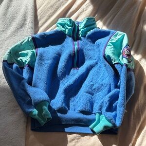 Vintage Serac Blue and Teal Quarter-Zip Pullover
